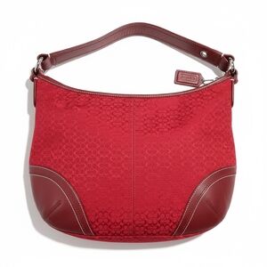 Vintage COACH Soho Cherry Red  Canvas & Leather Handbag 215326